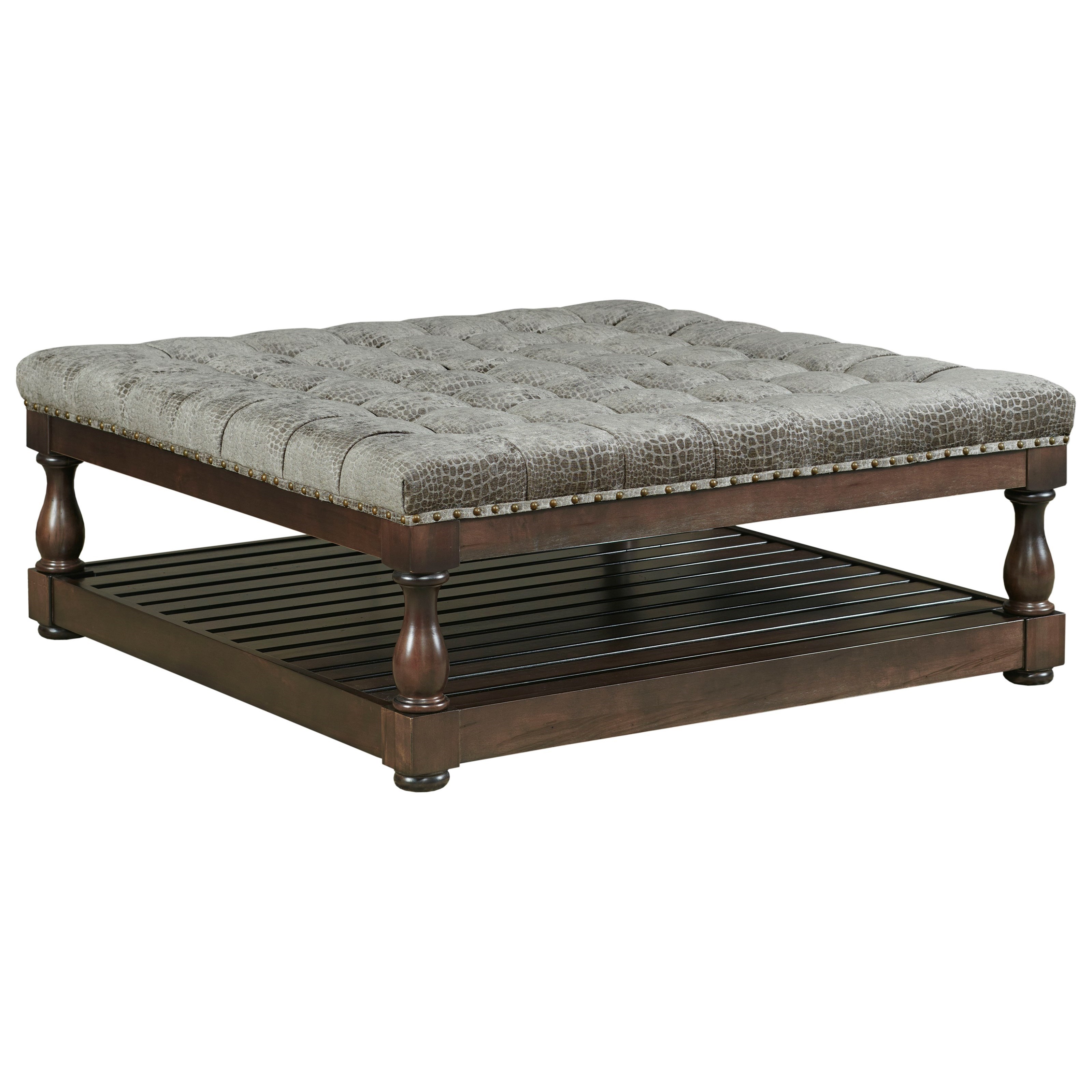 Square Cocktail Ottoman with Lower Shelf